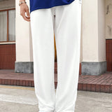 Manfinity Joysei Pantalones de chandal casuales para hombres con cintura ajustable con cordon y pierna recta, de unicolor