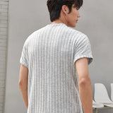 NEW Manfinity Joysei Camiseta de cuello redondo y manga corta con rayas verticales de moda para hombres