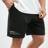 Manfinity Hypemode Shorts de punto para hombre con cintura elastica y cordon, letra grafica, verano