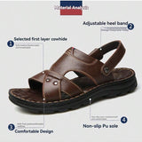 Sandalias de cuero casuales para hombre, nuevas chanclas de verano, zapatos genuinos de cuero para la playa, estilo simple