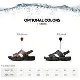 Sandalias de cuero casuales para hombre, nuevas chanclas de verano, zapatos genuinos de cuero para la playa, estilo simple