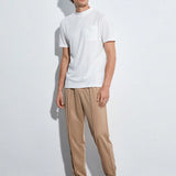 Manfinity Basics Pantalones deportivos casuales para hombres de unicolor con cordon en la cintura