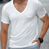 NEW Manfinity Homme Camiseta de manga corta casual y comoda para hombre con cuello en V y algodon, ideal para verano