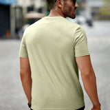 NEW Manfinity Homme Camiseta de algodon de verano para hombre de unicolor y ajuste slim con diseno recortado en V-neck