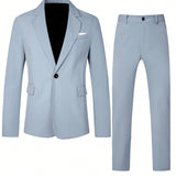 Manfinity Mode Chaquetas de traje para hombre de solapa plana con pantalones y chaquetas de traje de solapa de hombre con un solo boton