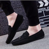 Hombres Mocasines con diseno metal ocio negro de serraje falso casual