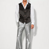Manfinity NiteLyfe Pantalones casuales de punto de moda para hombre con detalles de lamina dorada