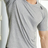 1 pieza Camiseta de manga corta para hombre de secado rapido para deportes, gimnasio, carrera, parte superior transpirable de verano