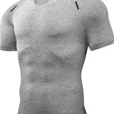 1 pieza Camiseta de manga corta para hombre de secado rapido para deportes, gimnasio, carrera, parte superior transpirable de verano