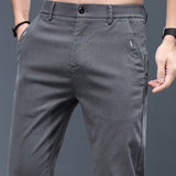Pantalones de seda de hielo lisos informales con ajuste delgado para hombres para uso diario