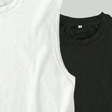 NEW Manfinity Hombres de talla grande, 2 piezas, parte superior del tanque casual suelta de cuello redondo y unicolor para el verano