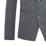 Manfinity Mode Conjunto de chaqueta de traje de negocios de un solo color con botones y pantalones de traje de bolsillos para hombres, manga larga