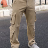 LEGND Pantalones tejidos de unicolor con bolsillos para hombre, estilo casual