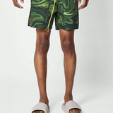 SUMWON Short de bano de hombre de nailon verde con grafico impreso