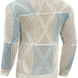 NEW Manfinity Homme Sueter de punto con cuello redondo y mangas largas sueltas para hombre con agujeros y diseno de bloque de color ideal para primavera y verano