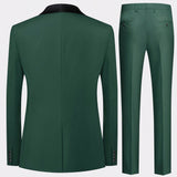 NEW CLOUDSTYLE Conjunto de traje de negocios con chaqueta de manga larga con cuello chal y pantalones de bloques de color para hombres, ideal para viajes de negocios.