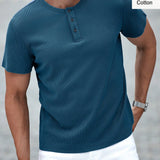 NEW Manfinity Homme Camiseta de primaveraverano casual para hombre con cuello redondo y ajuste regular hecha de tela de textura pequena de chequeo