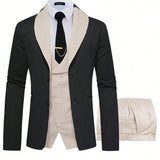 Manfinity Mode Hombres 1 pieza Blazer de cuello esmoquin & 1 pieza Pantalones de traje & 1 pieza Blazer chaleco