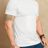 Manfinity Homme Camiseta casual de verano para hombre con cuello redondo y mangas cortas en unicolor