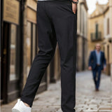 Pantalones de vestir casuales y simples de color liso para hombre para uso diario