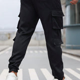 Manfinity LEGND Pantalones de carga casuales y diarios para hombre con multiples bolsillos