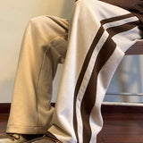 NEW Pantalones de punto sueltos de moda para las cuatro estaciones con parches de bloques de color y franjas laterales, adecuados para uso diario