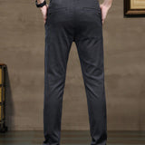 Pantalones casuales de unicolor para hombre con bolsillos inclinados y corte conico
