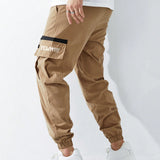 NEW Pantalones de carga casuales para hombre con impresion de letras y diseno de bolsillo