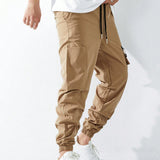 NEW Pantalones de carga casuales para hombre con impresion de letras y diseno de bolsillo