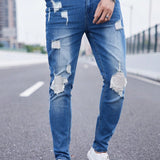 Manfinity LEGND Hombres Jeans ajustados desgarro