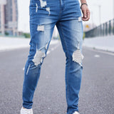 Manfinity LEGND Hombres Jeans ajustados desgarro