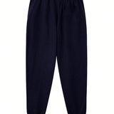 Pantalones deportivos para hombre delgados y transpirables con cordon, pantalones casuales personalizados de unicolor, ropa urbana en color azul marino