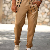 Manfinity CasualCool Pantalones joggers de estilo simple para hombre con bloque de color y cordon ajustable, ideales para uso diario