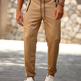 Manfinity CasualCool Pantalones joggers de estilo simple para hombre con bloque de color y cordon ajustable, ideales para uso diario