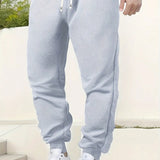 Pantalones Deportivos Casuales De Hombre Con Cintura Elastica, Cordon Y Punos, Primavera Y Otono