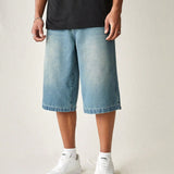 UrbanChill Shorts de mezclilla holgados Bermudas para hombres con bolsillos, shorts de jean de verano