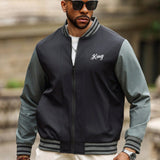 Manfinity Homme Chaqueta casual de manga larga con cuello de beisbol y cremallera para hombre