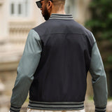 Manfinity Homme Chaqueta casual de manga larga con cuello de beisbol y cremallera para hombre