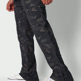 SUMWON Pantalon estilo carpintero holgado con estampado en toda la prenda