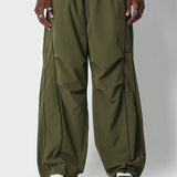 SUMWON Pantalones holgados y baggy de estilo paracaidas con dees con ribetes