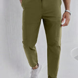 Homme Pantalones jogger casuales para trabajar de estilo americano y unicolor