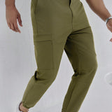 Homme Pantalones jogger casuales para trabajar de estilo americano y unicolor