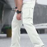 Pantalones largos casuales de diseno unicolor para hombre con bolsillo diario