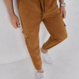 LEGND Pantalon Jogger de estilo retro para hombre con diseno de bolsillo