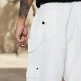 Streetrush Pantalones casuales de trabajo de pierna ancha recto y holgado con multiples bolsillos para hombre