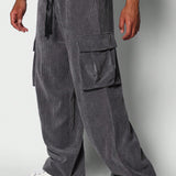 SUMWON Pantalon de carga de pana con cordones de contraste