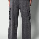 SUMWON Pantalon de carga de pana con cordones de contraste