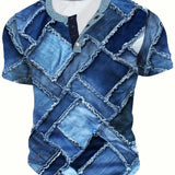 Camisa de manga corta para hombre con botones y estampado 3D para uso al aire libre en verano