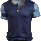 Camisa Henley con botones y estampado 3D de verano para hombre al aire libre