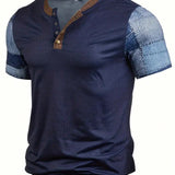 Camisa Henley con botones y estampado 3D de verano para hombre al aire libre